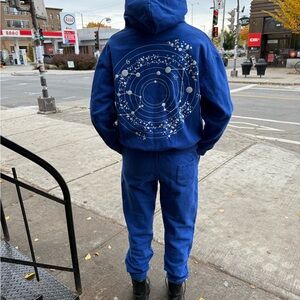 Blue Graphic Hoodie and Pants Set